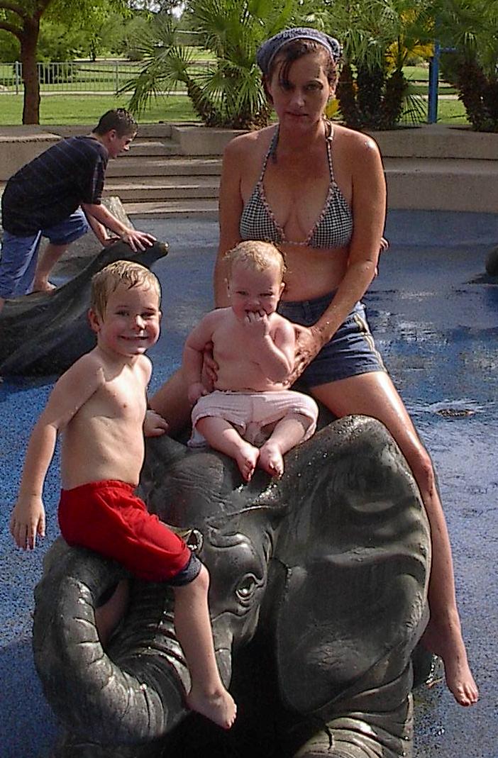 at the waterpark with Mom & Char